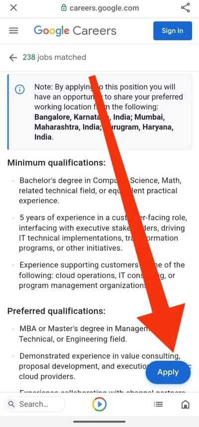 apply for google job